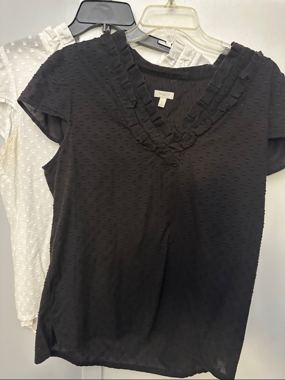 Talbots BUNDLE Swiss Dot Ruffle V-Neck Blouses in size Large